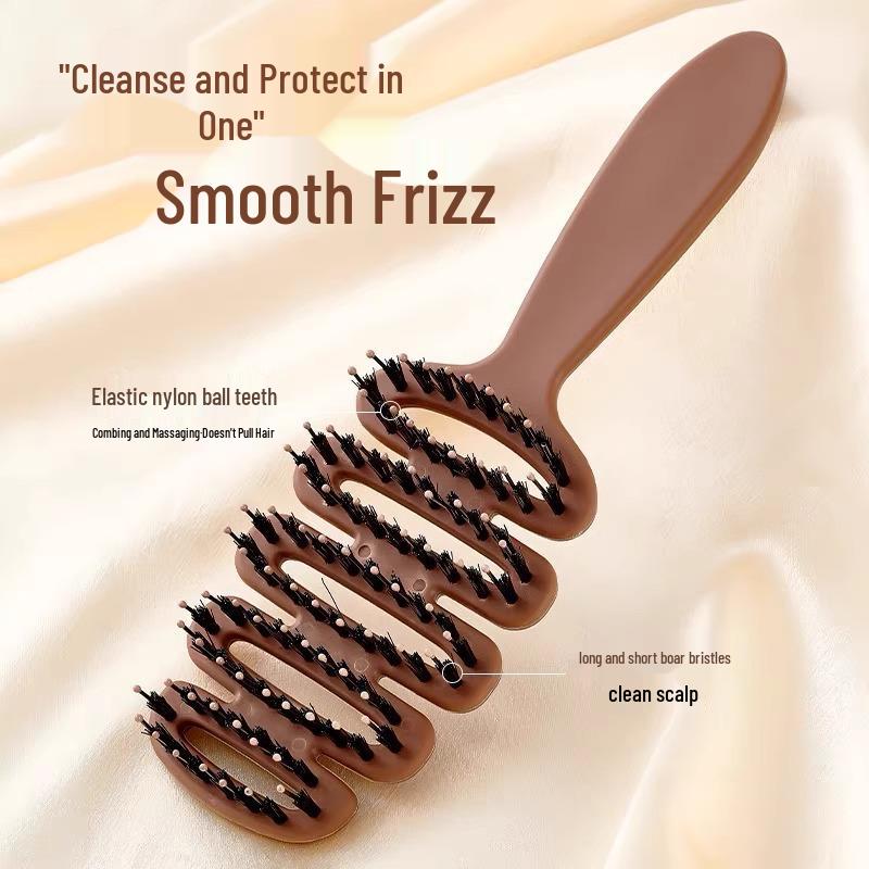 Japanese Pine Cone Bristle Comb: Natural, Fluffy Hair Care for Smooth, High Crown Parting – Women’s Rib Comb