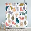 Kids Cartoon Animal Shower Curtain Funny Letters Blue Watercolour Fish Polyester Fabric Washable Shower Curtains Bathroom Decor