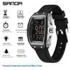 SANDA Men's Multifunctional Dual Time Waterproof Sport Watch - Fashion Tonneau Shape with Snooze Feature
