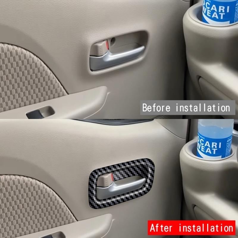 FOR SUZUKI EVERY 2024 2025 ABS Carbon fiber black Car Inner Door Handle door Bowl cap Covers Trims Stickers Interior Accessories