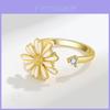 European Style Adjustable Flower Ring With Enamel Finish For Fashion Womens Accessories