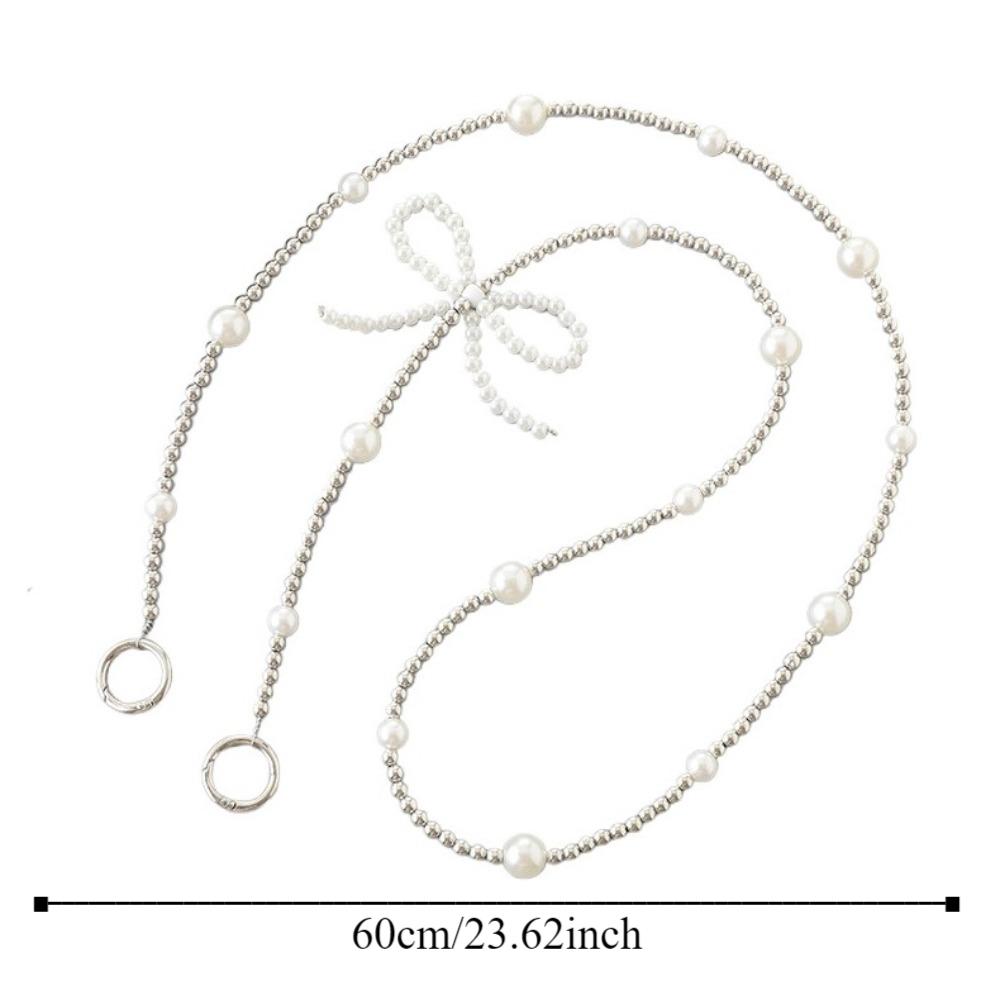 Beaded Bag Crossbody Lanyard Long Chain Pearl Bow Phone Lanyard DIY Mobile Phone Chain  Bag Straps