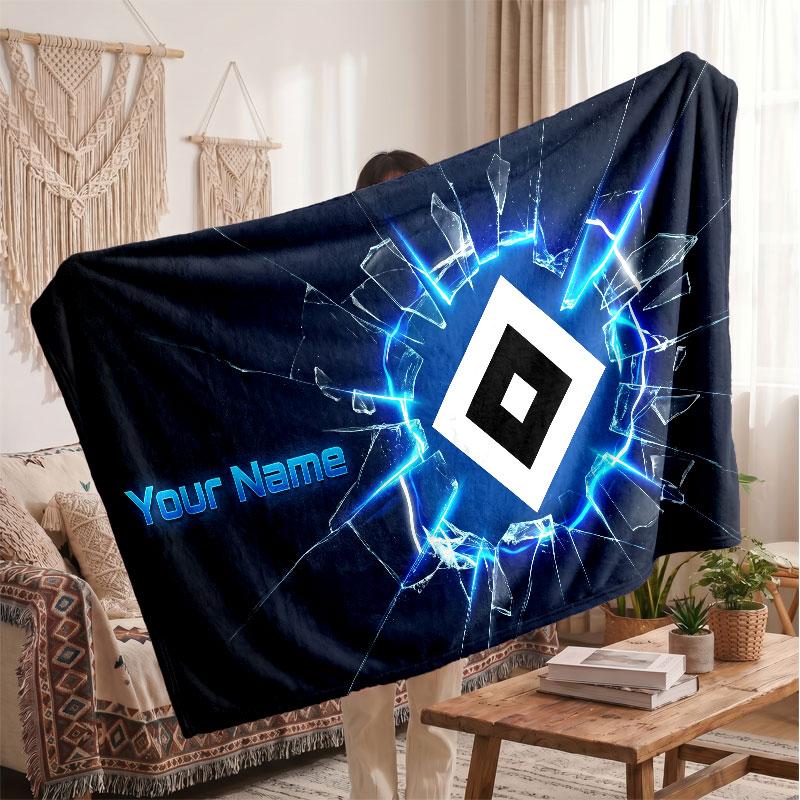 Hamburger SV Personalisierte Fleecedecke Mit Fußballlogo, Benutzerdefinierter Name Text Weich Warm Heimdecke