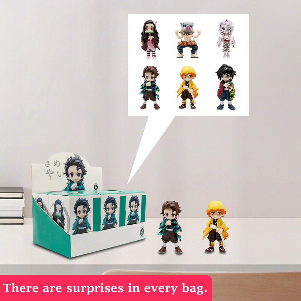 Anime 6-Piece Collectible Chibi Figurine Set - Cute Character Statues (3.8-8.4cm Height) With , Desktop Decor Ornaments,, Ideal Birthday/Holiday Gi