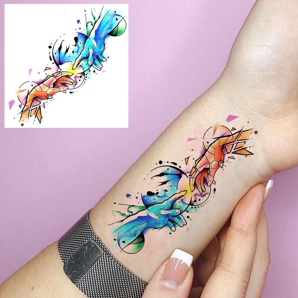 1 Sheet Graffiti Anchor Compass Temporary Tattoos For Adults Hands Necks Ankle, Fake Tattoo Stickers Waterproof Realistic Tatoos