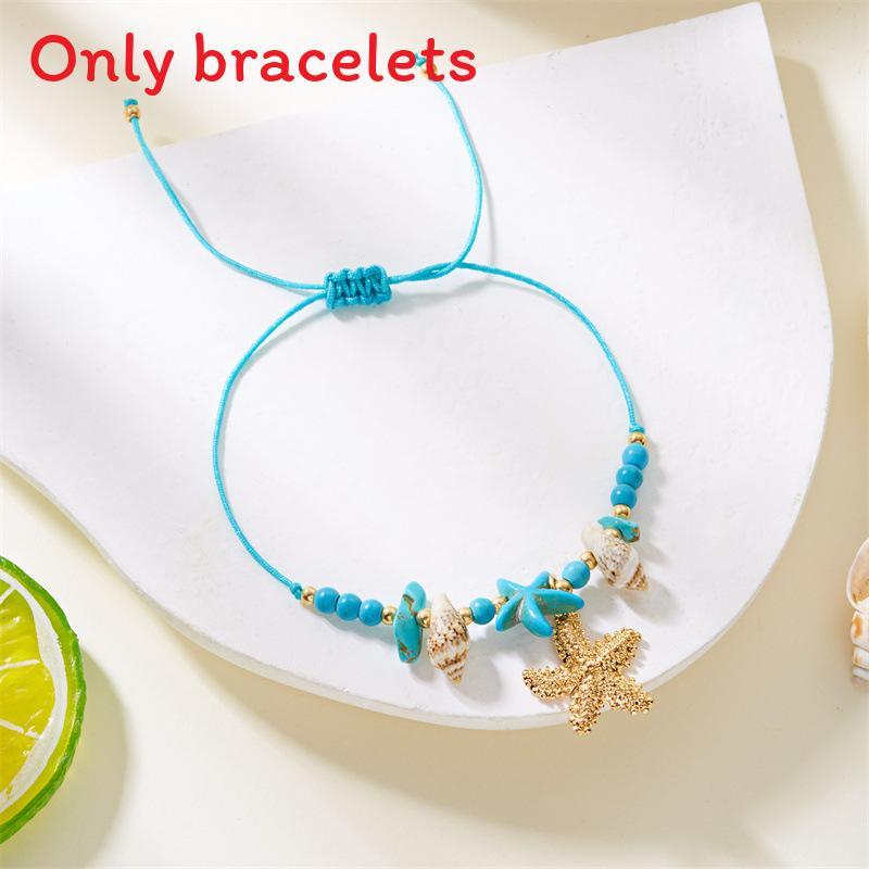 Bohemian Starfish Shell Beaded Bracelet With Electroplated Zinc Alloy For Summer Beach Vacation Gift