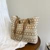 Splicing shoulder woven bag paper rope straw bag large capacity fashion beach bag casual women's bag