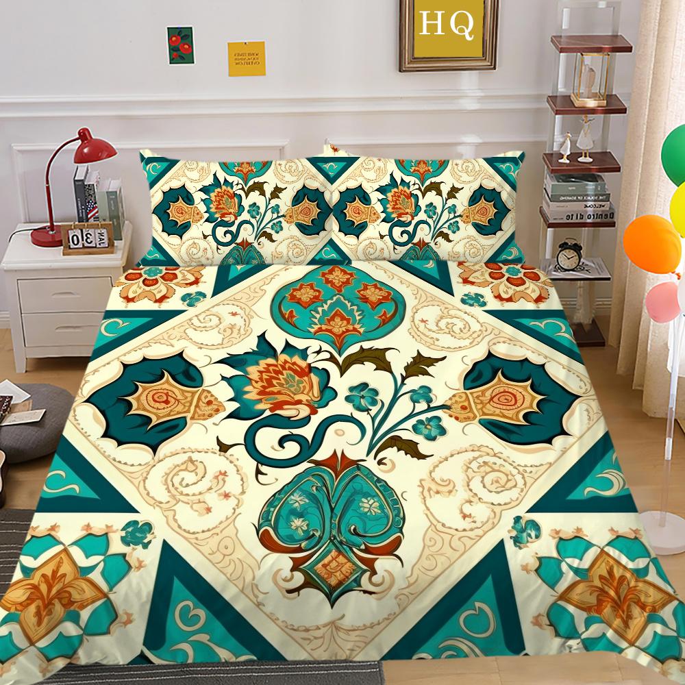 Set Biancheria da Letto per Casa Matrimoniale Copriletto Uomo Donna Stampa Paisley 3D Lussuoso Set Copripiumino in Poliestere