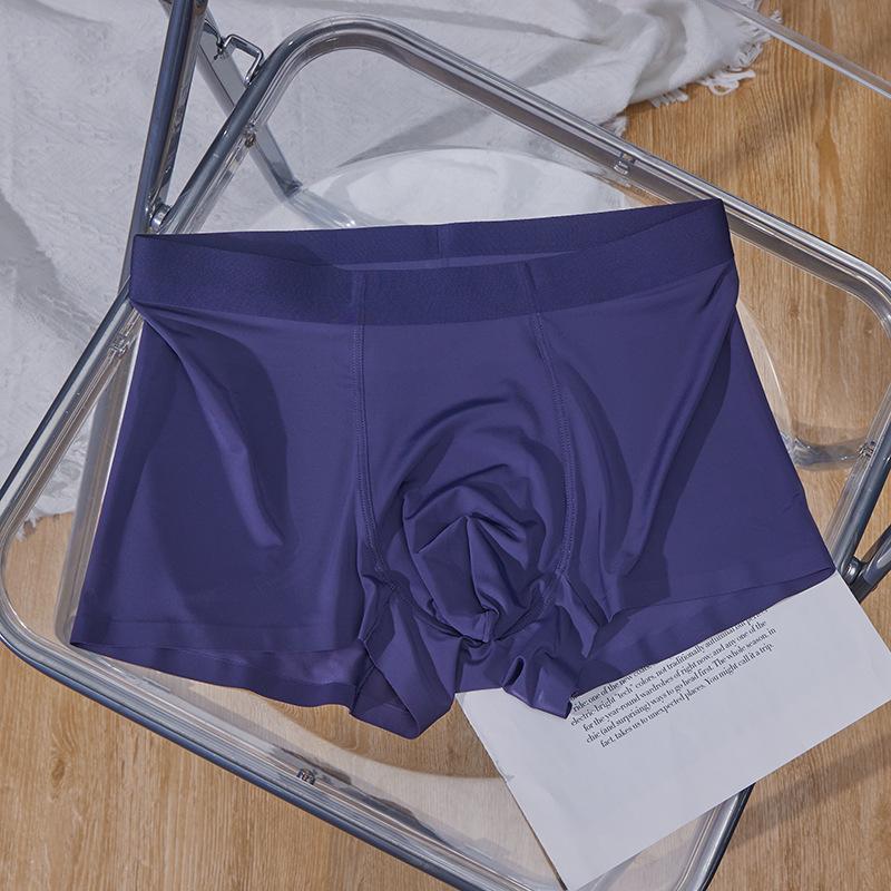 

Summer Men s Ice Silk Underwear Youth Four Cornered Underwear Mid Waist Elastic Shorts 5XL темно-синього кольору