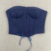 European and American summer temperament strapless waist cinching sexy lace up vest
