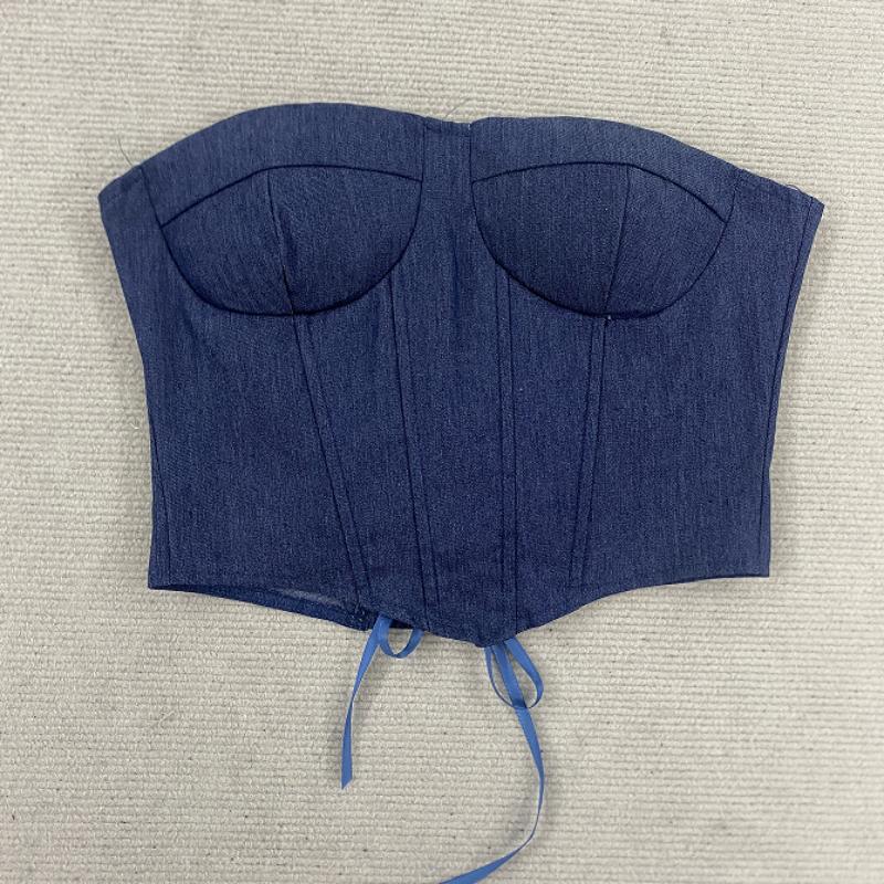 European and American summer temperament strapless waist cinching sexy lace up vest