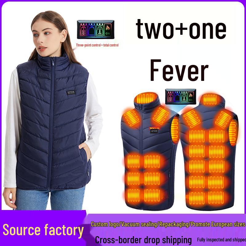 Unisex Smart Heated Vest with Temperature Control - Winter Warmth, Cotton, Plus Size