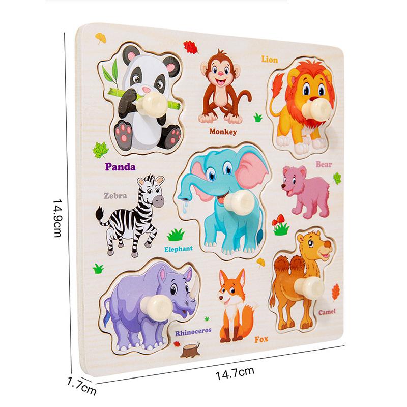 1 Set Cartoon Tier Verkehr Handgreifbretter Holzpuzzle Montessori Spielzeug für Kinder Frühes Lernen Lernspielzeug
