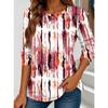 Women's Long Sleeve Crew Neck Watercolor Streak Print Casual T-Shirt, Regular Tops for Spring Summer Daily Weekend Wear