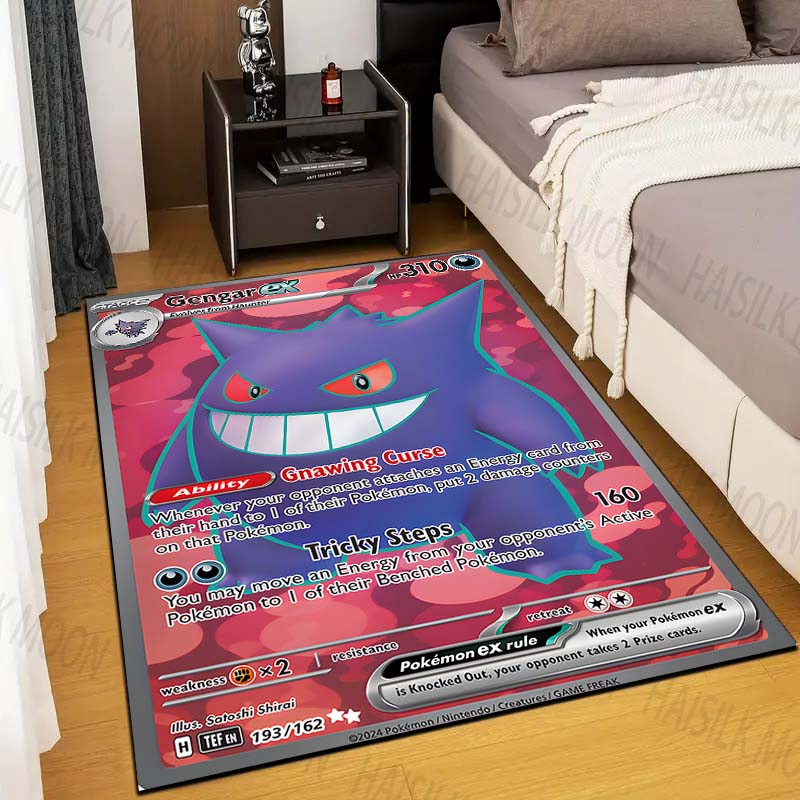 1PC Gengar Pokémon Cards Print Rug Carpet for Living Room Children Bedroom Mat Sofa Doormat Floor Rug Home Decor Anti Slip Mat
