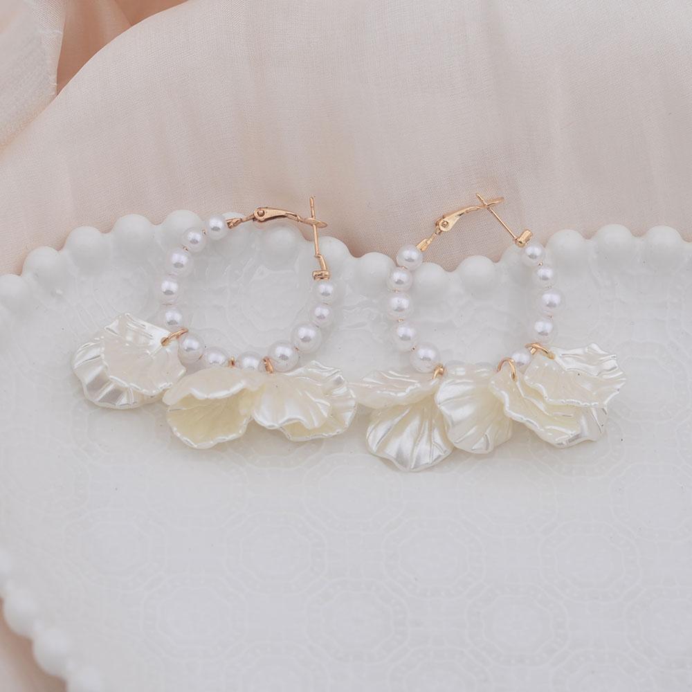 Imitation Pearl Round Shell Pendant Tassel Hoop Earrings For Women New Exaggerated Temperament Personality Jewelry