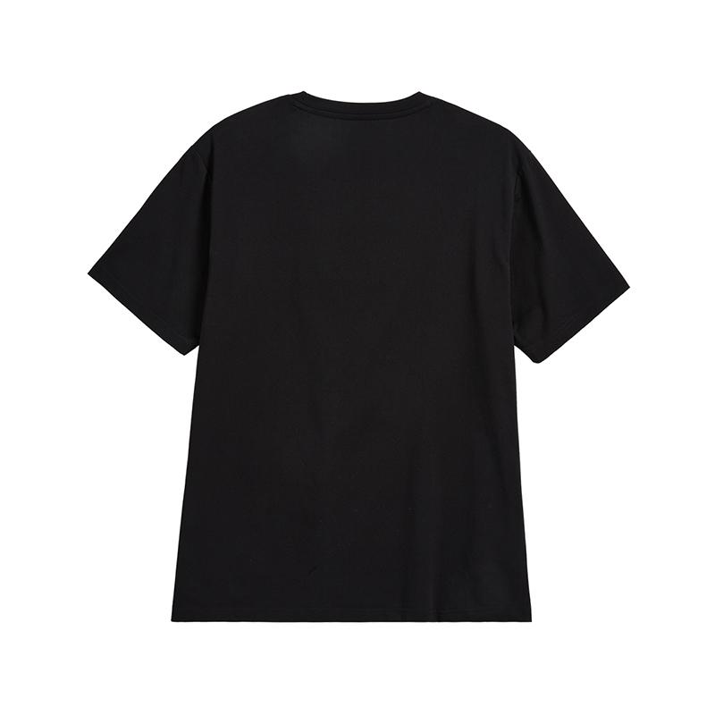 Li-Ning Letter Round Neck Loose Comfortable Casual T-Shirt Unisex Tops Black AHSVA77-1