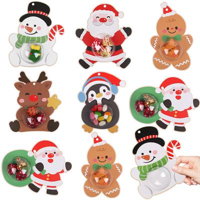 12/24Pcs Christmas Candy Chocolate Holder Cards Packaging Bag Kids Gifts Xmas Tree Hanging Pendants Christmas Party Home Decor