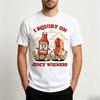 Funny Ketchup Hot Dog Cartoon Graphic T Shirt for Men 100% Cotton Retro Food Print Casual Short Sleeve