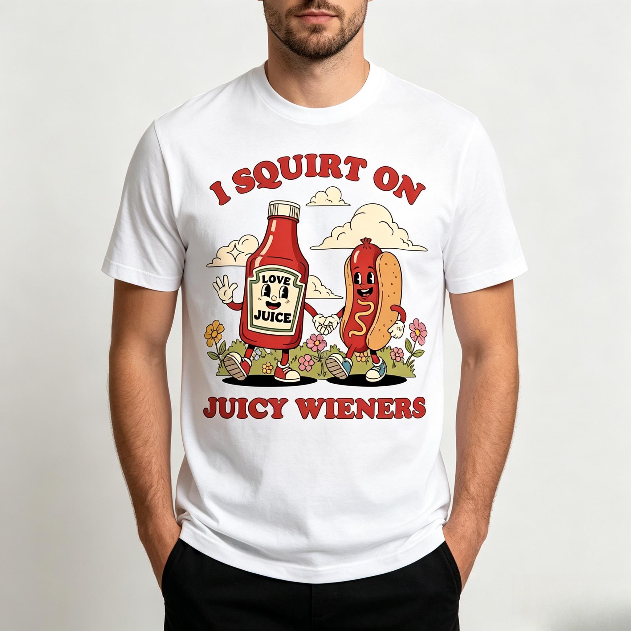 

Funny Ketchup Hot Dog Cartoon Graphic T Shirt for Men 100% Cotton Retro Food Print Casual Short Sleeve S