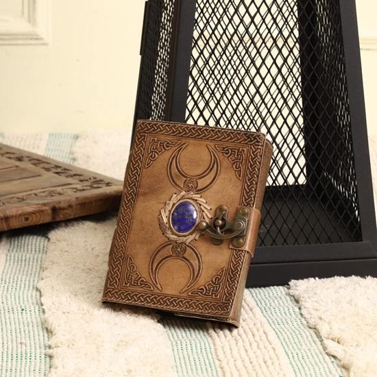 Lederbuch, Zauberbuch, Tagebuch für Männer und Frauen, Wicca-, Wicca-, heidnisches Hexerei-Schreibnotizbuch, leere, unlinierte Seiten