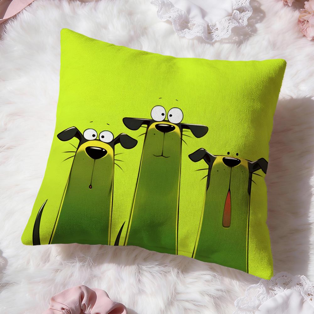 Cartoon Doberman Pinscher Cushion Cover Premium Comfort Reversible Pillow Cove -Two in One Design for Any Room & Car Interior