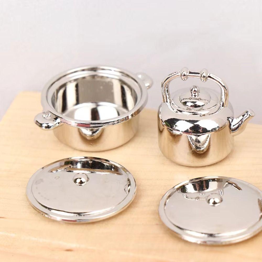 Miniature Dollhouse Kitchen Toys Cookware Pans Mini Kitchen Pot Dollhouse Kitchenware DIY Scene