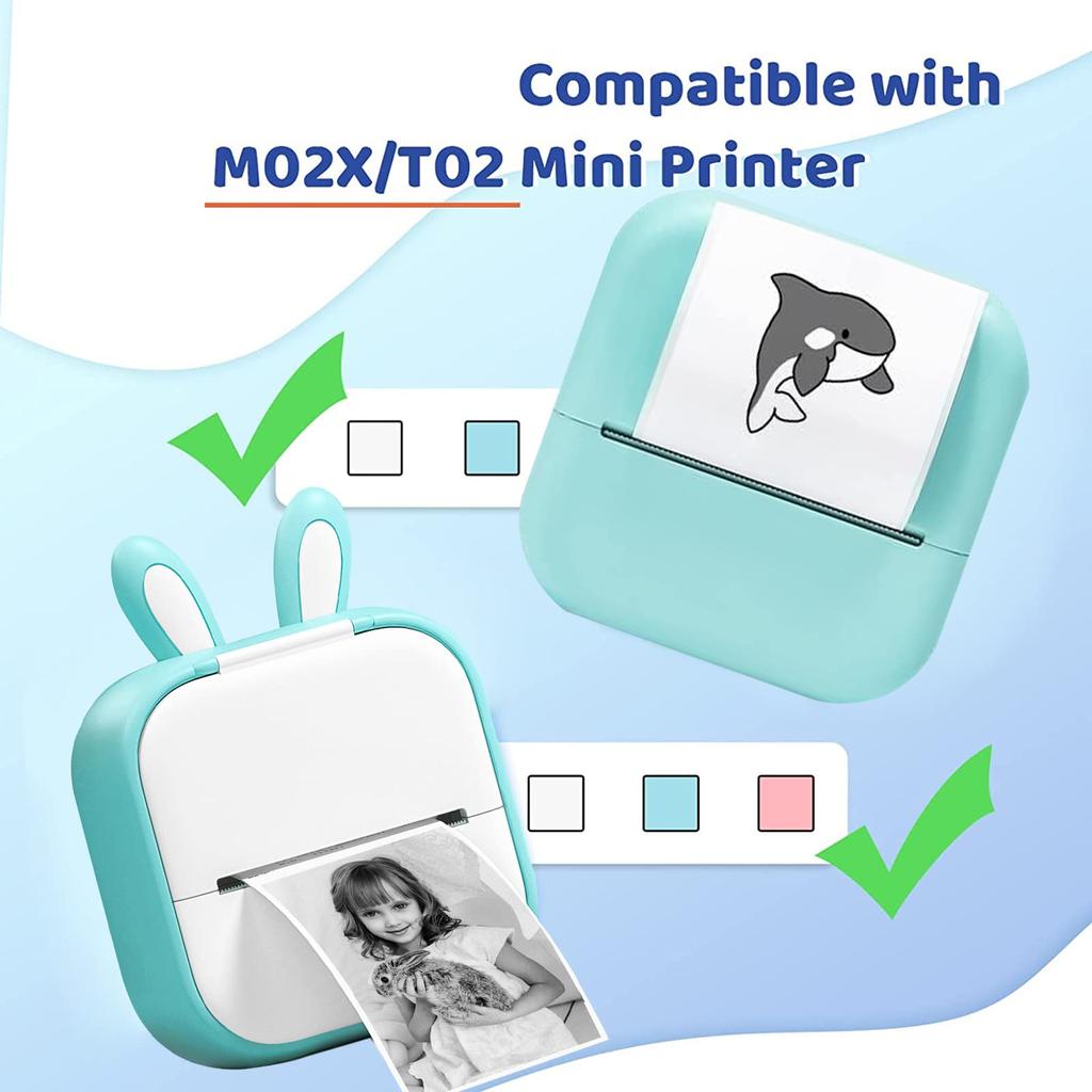 Colorful Thermal Paper for Phomemo M02/M02 Pro/M02S/M03 Pocket Printer, Black On Yellow/Blue/Pink, Non-adhesive, 53mm X 6.5m, Diameter 30mm