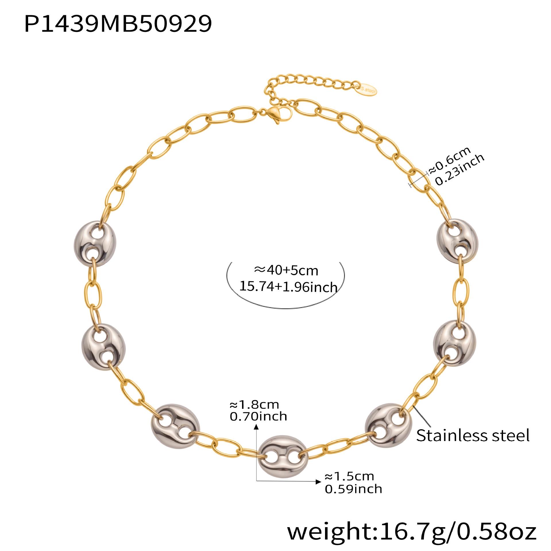 Qiong Yao 18k Gold PVD Plated Stainless Steel Color Block Pig Nose Necklace - Fashionable & Versatile Clavicle Chain