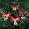 Mini Stylish Christmas Bow Bells In Rich Fabric Perfect For Holiday Embellishments Wreath