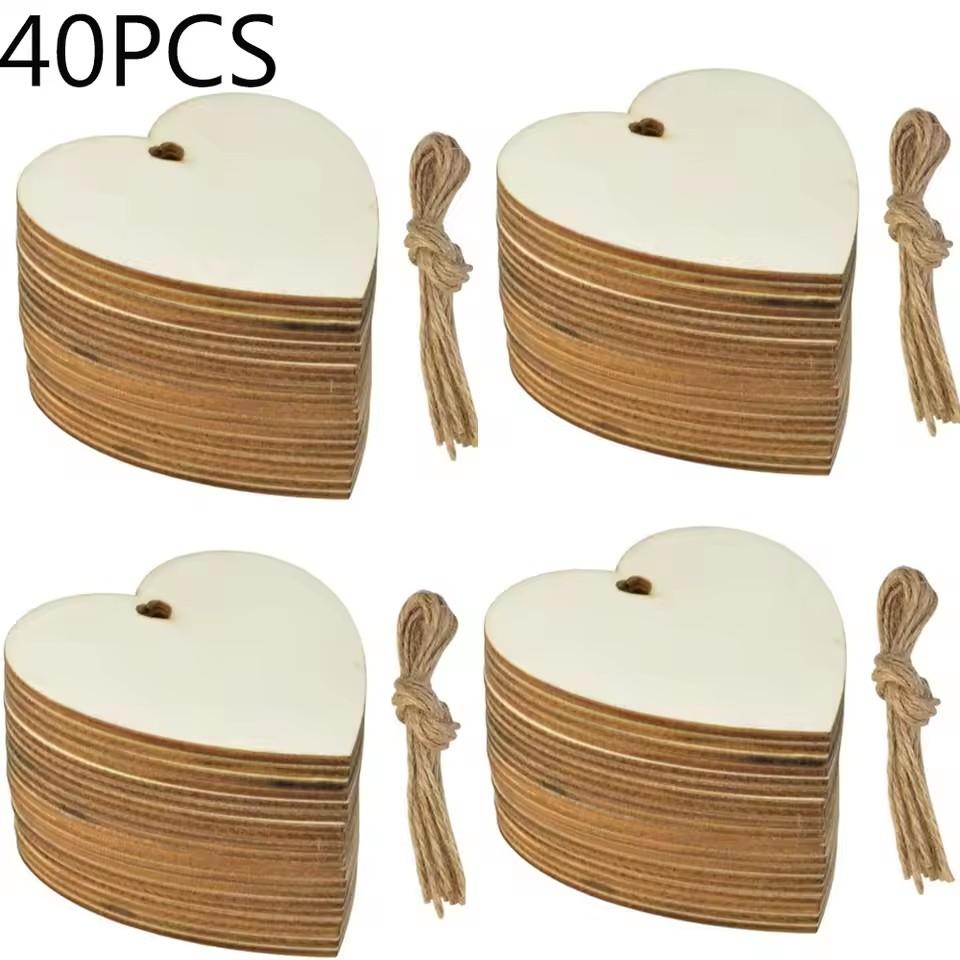 10/20pcs/lot Heart Shaped Wooden Hanging Ornament Hearts Craft for Wedding Valentine's Day Gift DIY Craft Art Project Painting
