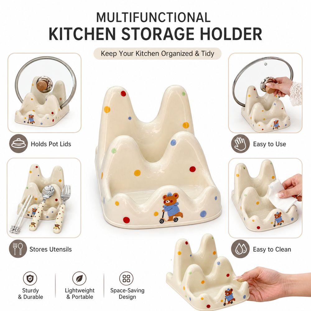 Multifunctional Pot Lid Holder Cartoon Kitchen Storage Holder Cooking Utensil Holder Kitchen Tools