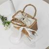 Bow Rattan Woven Bag Straw Bags Top Handle Wicker Baskets Handbags Boho Style Beach Bag