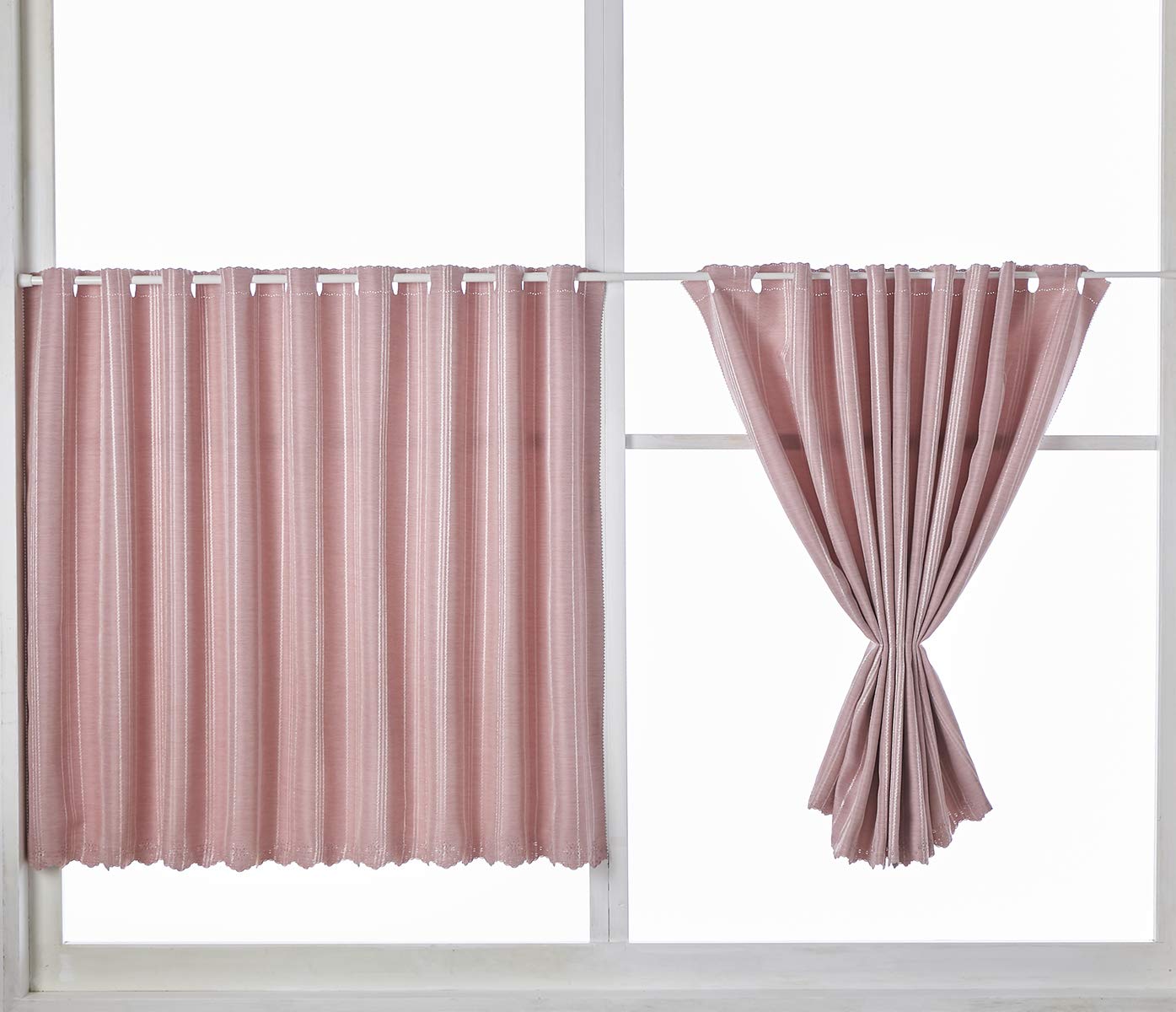 

Iams Cafe Curtains Pack of 2 145cm Wide x 75cm Long Blackout Fabric Blackout Zeon Washable Curtains for Small Windows and 75cm Long in [Value / / / розовый