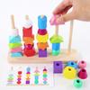 Learning Plugging Block Toy Shape & Color Sorting Game Wooden Beading Toy Stacking Puzzle Interactive Toddler Fun Gift