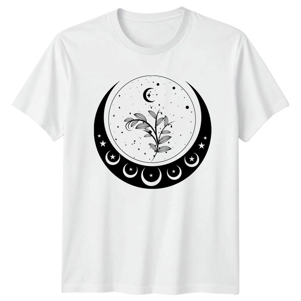 Mystical Moon Phase Botanical Branch TShirt Nature Birthday Gift For Him And Her