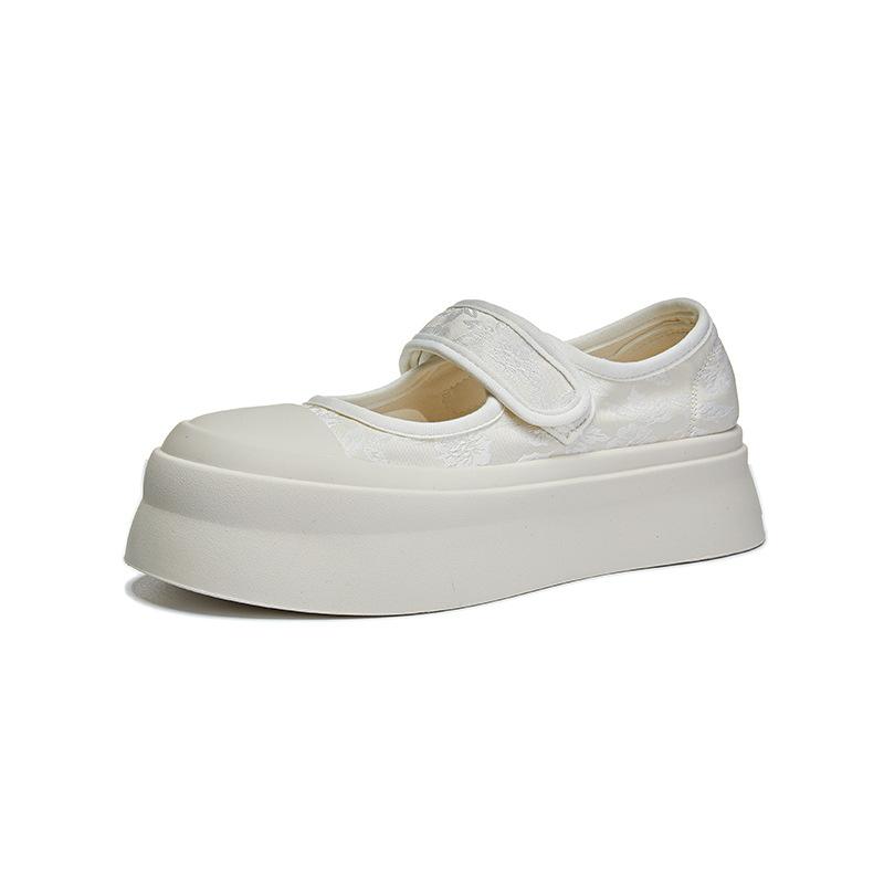 Guochao Velcro Mary Jane Shoes Women's 2025 Summer New Flat-bottomed Single Shoes Women's Casual Versatile Fashion Shoes Women's