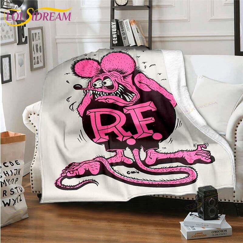 Rat Fink Blanket Throw Blanket Couch Quilt Cover Travel Bedding Throw Blanket Flannel Blanket Bedspread Blankets for Beds