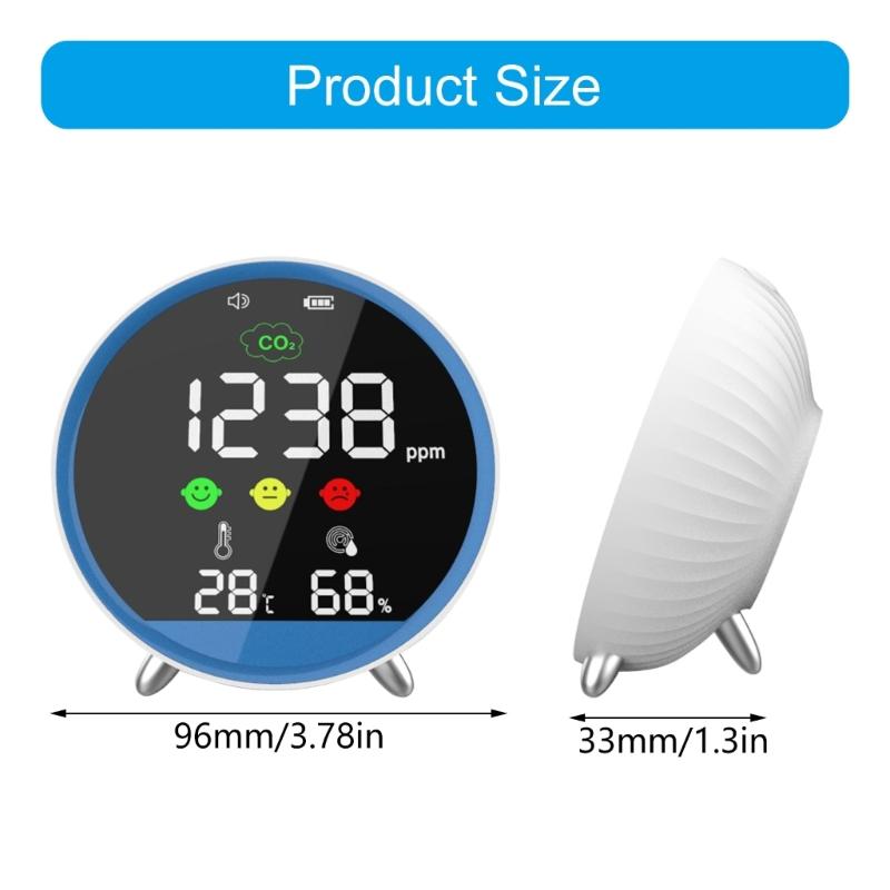Small Desktop CO2 Detector With Fast Sampling Alerts System Temperature Humidity Tester For Travel Office And Vehicle