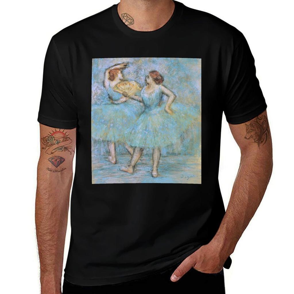 Edgar Degas Two Dancers, Pastel Blue T-shirt Funny T Shirts Cotton T Shirts With Prints T Shirt Man Designer T-shirt