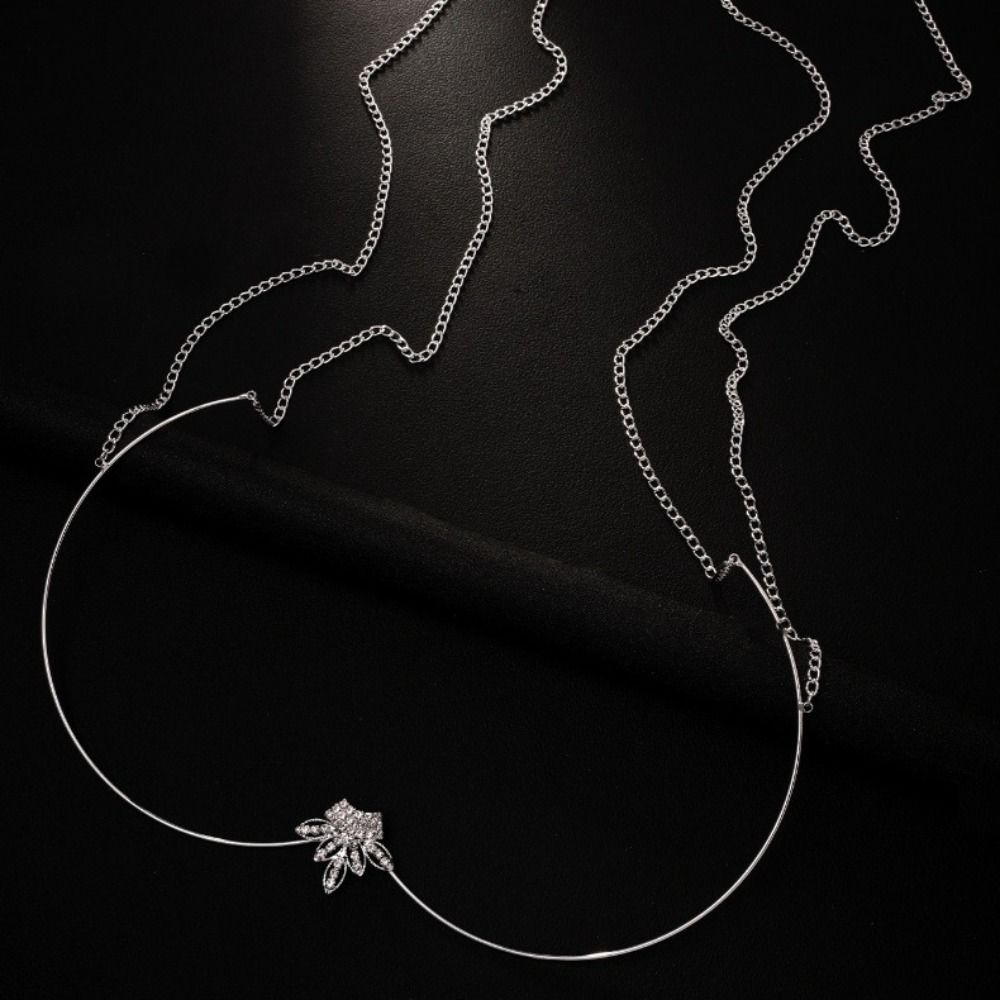 Adjustable Rhinestone Breast Chain Zircon Leaf Bikini Crystal Chain Chest Bracket Chain  Women