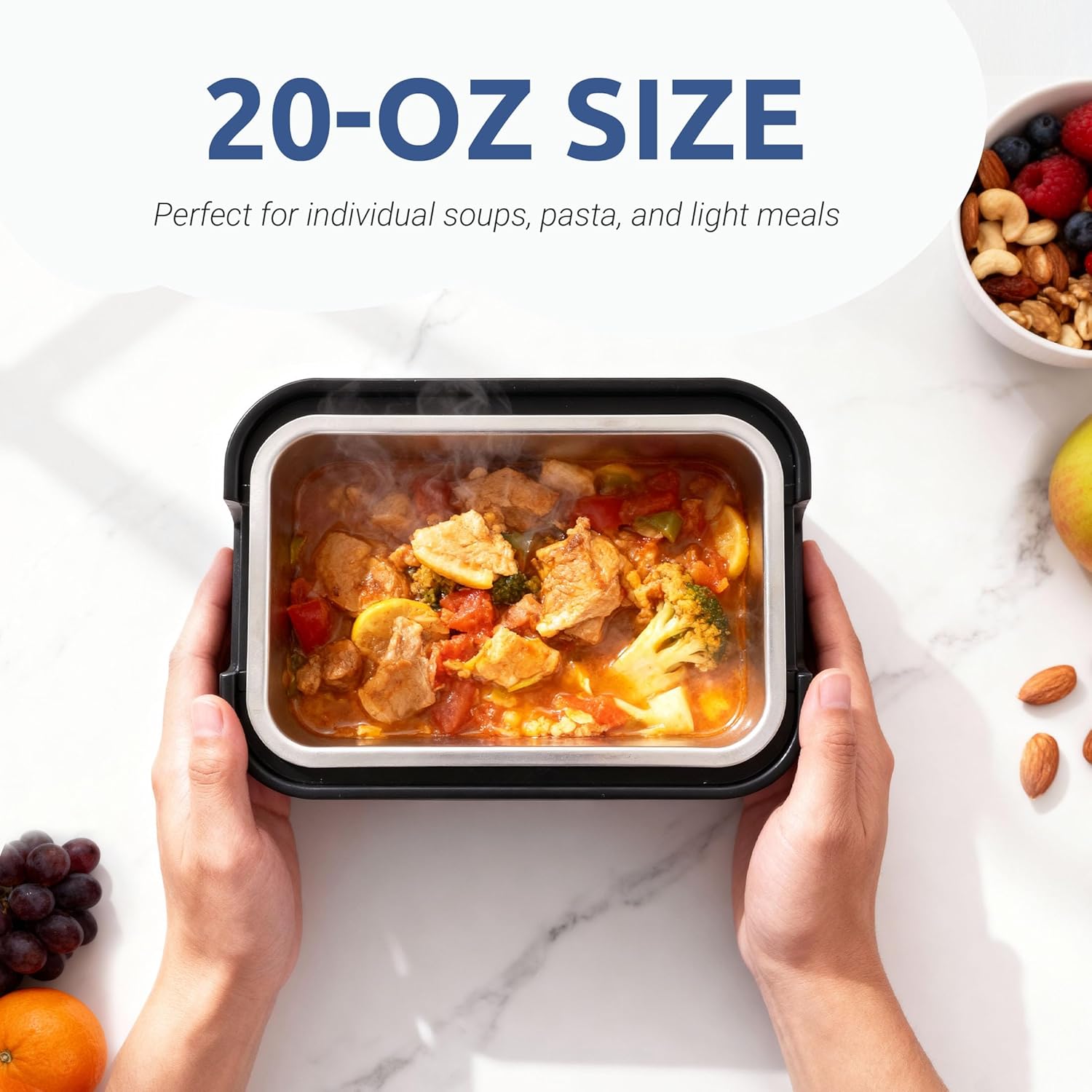 

Portable 0.9L Electric Lunch Box, 30oz Food Warmer with Leak-Proof Lid & Foldable Handle United States