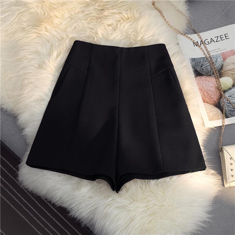 2026 Spring/Summer Women s High Waist Wide Leg A-line Textured Shorts - White XS чёрный