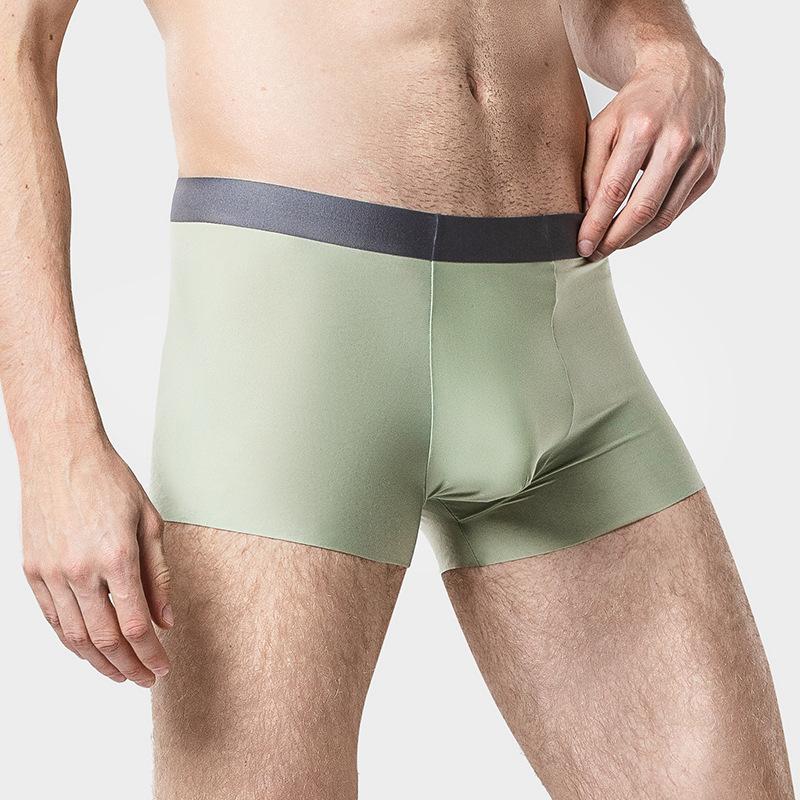 Men's Ice Silk Underwear Men's Four Cornered Pants Cotton Crotch Seamless Flat Corner Pants Plus Size Underwear