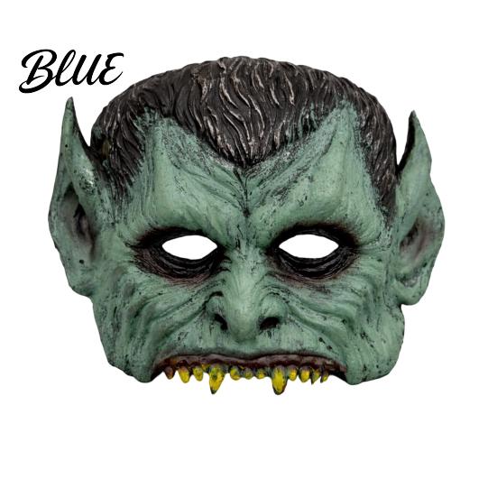Soft Foam Vampire Pointy Ears Halloween Half Mask Mask Green Face with & Sharp Teeth Retro Distressed Party Lightweight