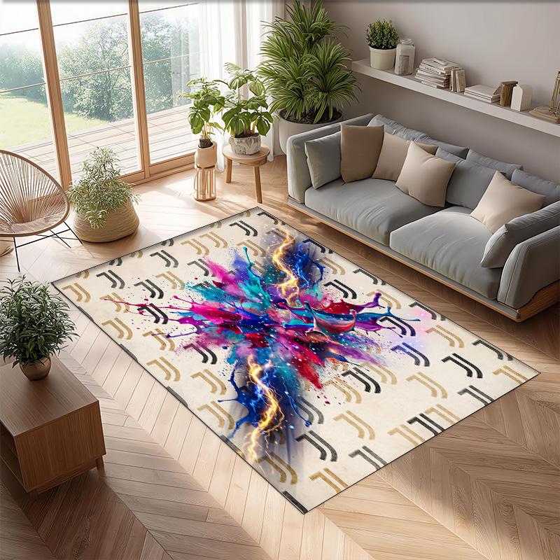 Juventus FC bedruckter Flanell-Teppich rutschfest weicher Polyester-Bodenbelag Indoor-Dekormatte für Schlafzimmer Wohnzimmer Sofa