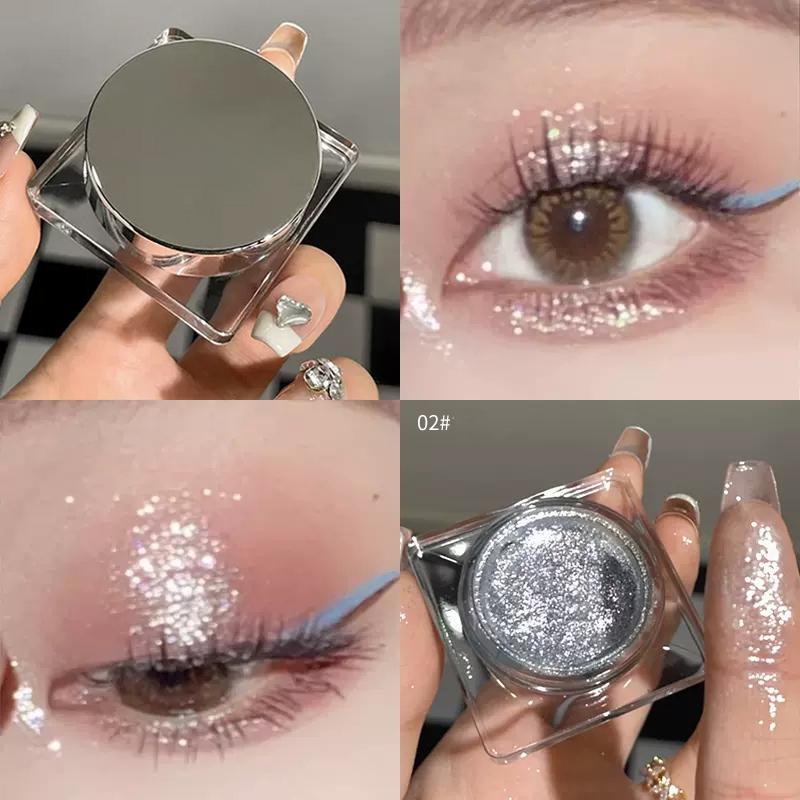 Glitter Punk Smoky Nero Ombretto Trucco Palette Metallico Argento Scuro Ombretto Illuminante Pigmenti Perlescenti Cosmetici