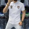 Men's European Summer 2023 Embroidered Polo: Personalized Badge, High-End, Short Sleeve, Trendy Business Style