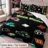 Custom Name Text 3Pcs Bedding Set Geometry Dash Duvet Cover And Two Pillowcases