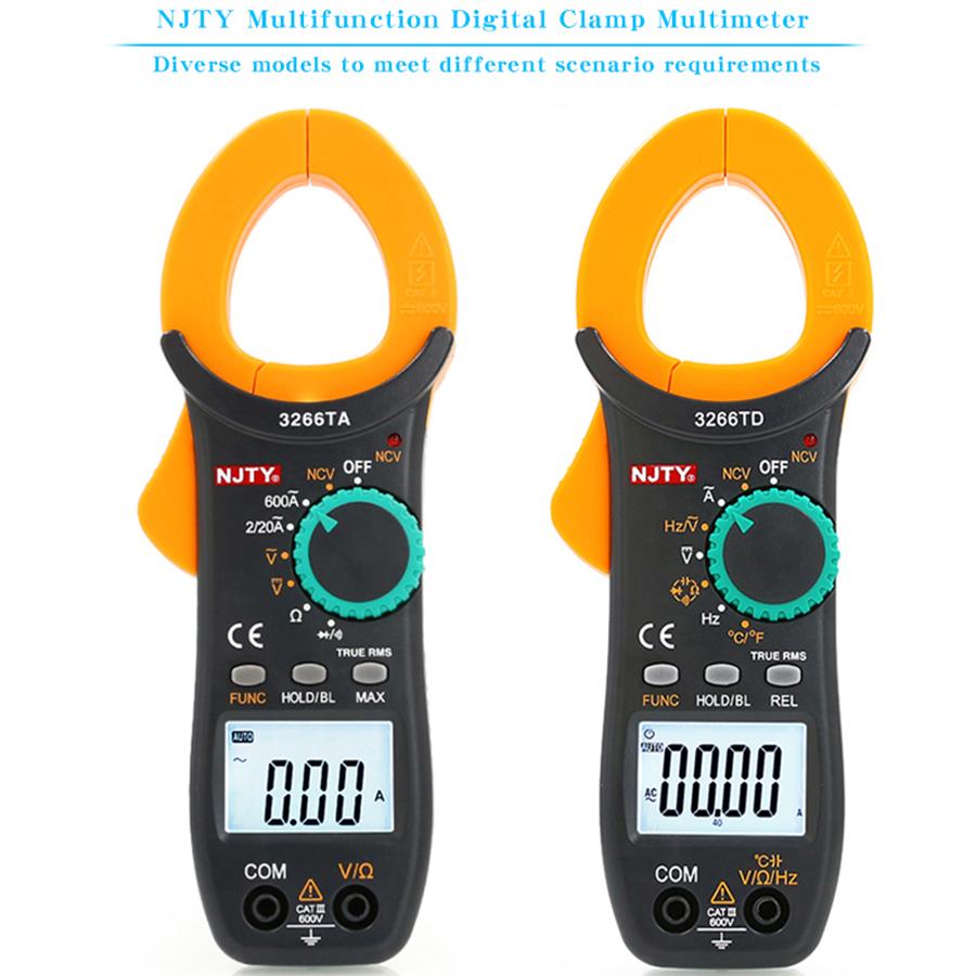 Clampmetru digital NJTY 3266TA Multimetru Clemă ampermetru 3266TD pentru măsurarea capacității, temperaturii, diodelor, frecvenței, AC/DC